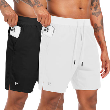 Leidowei Men's Running Shorts 2 Pack, 7" Quick Dry, XXL