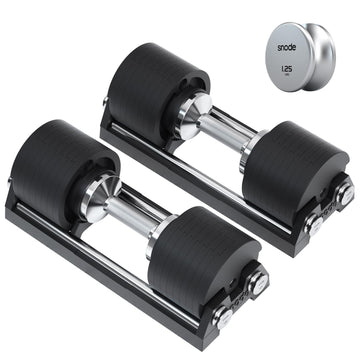 SNODE AD80 Drop Proof 80 lbs Adjustable Dumbbell Set -Adjustable Weights with Cast Iron Plates and Cradle, Knurled Handle, Fast Adjust, Compact Home Gym Equipment for Bench & Press