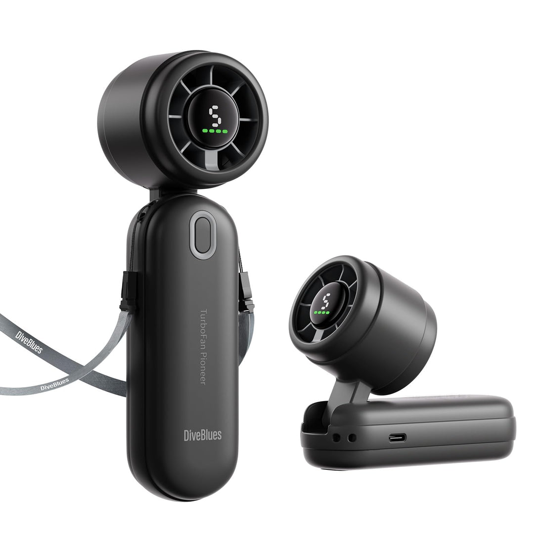 iTurbo Mini Handheld Fan – Foldable, Rechargeable, 5-Speed Turbo Airflow w/ LED Display, 12H Cooling