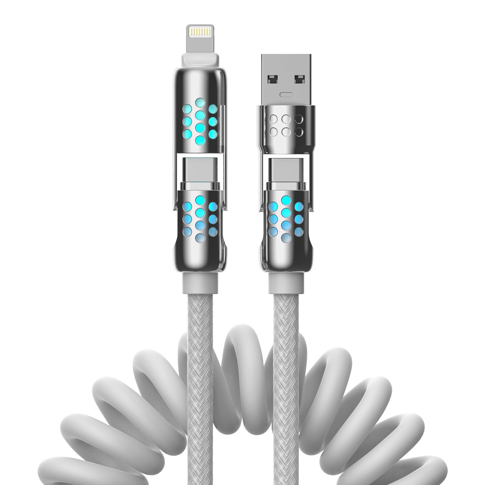 4-in-1 USB C Charging Cable, 6.6Ft Type C to Type C Cable, 240W Fast Charger for iPhone 16/15/14 Pro Plus Pro Max, for iPad MacBook Pro/Air, Laptops - Multi Charging Cable with USB-A