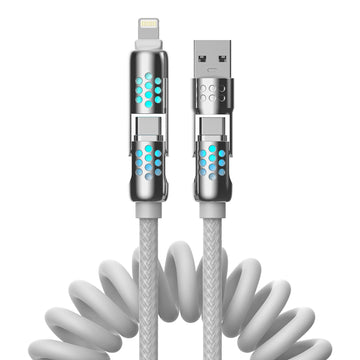 4-in-1 USB C Charging Cable, 6.6Ft Type C to Type C Cable, 240W Fast Charger for iPhone 16/15/14 Pro Plus Pro Max, for iPad MacBook Pro/Air, Laptops - Multi Charging Cable with USB-A