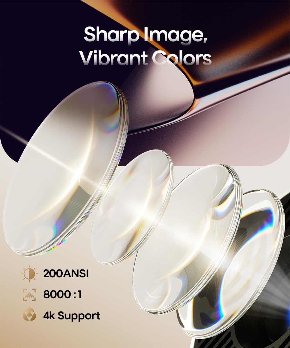 2025 Upgraded HY300PRO Mini Projector with WiFi and Bluetooth, Portable Projector 4K Support, Auto Keystone, 180 Degree Rotation, Smart Proyector for Home Outdoor Android 11