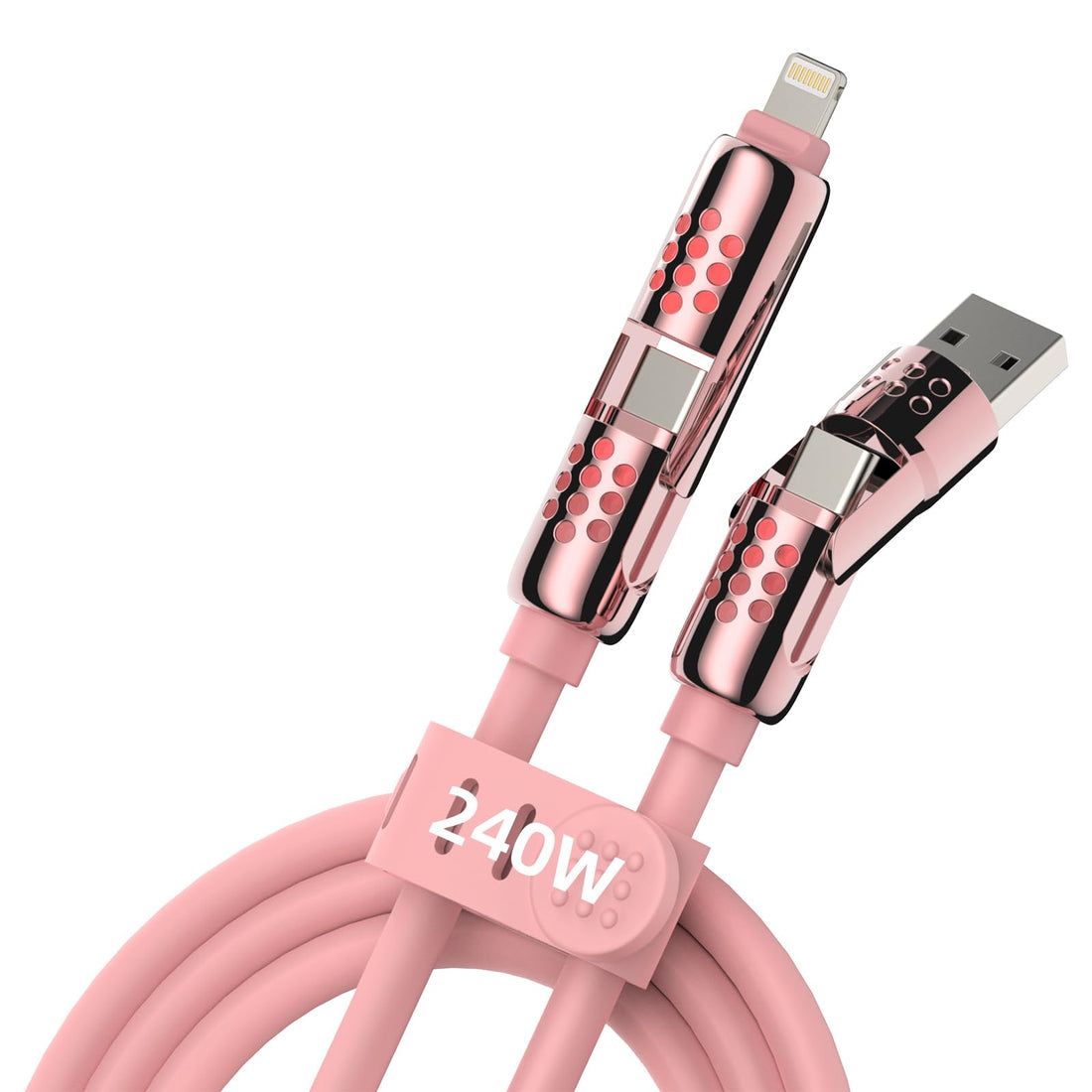 4-in-1 USB C Charging Cable, 6.6Ft Type C to Type C Cable, 240W Fast Charger for iPhone 16/15/14 Pro Plus Pro Max, for iPad MacBook Pro/Air, Laptops - Multi Charging Cable with USB-A