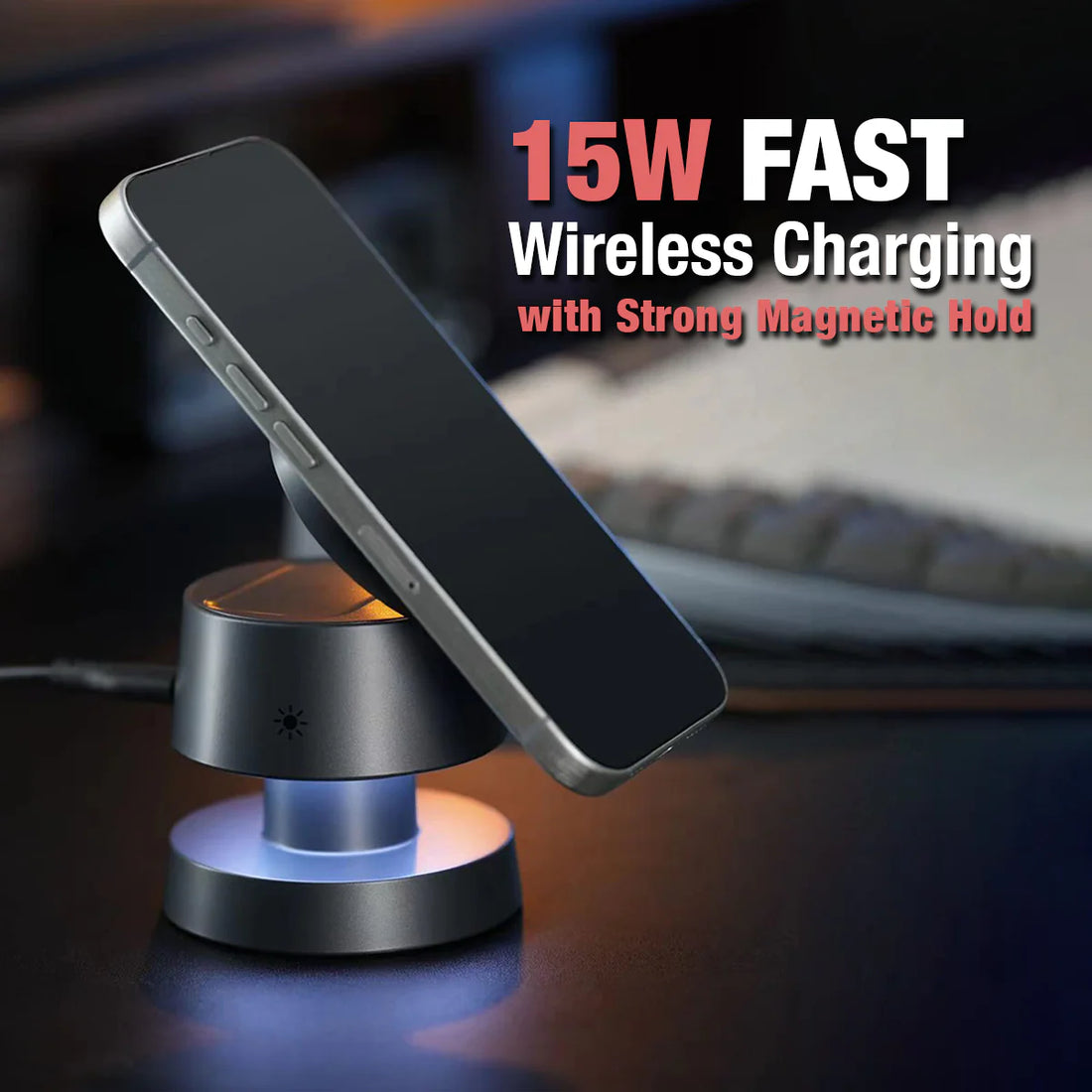 Mushroom Style 4-In-1 Wireless Charging Stand with Lamp