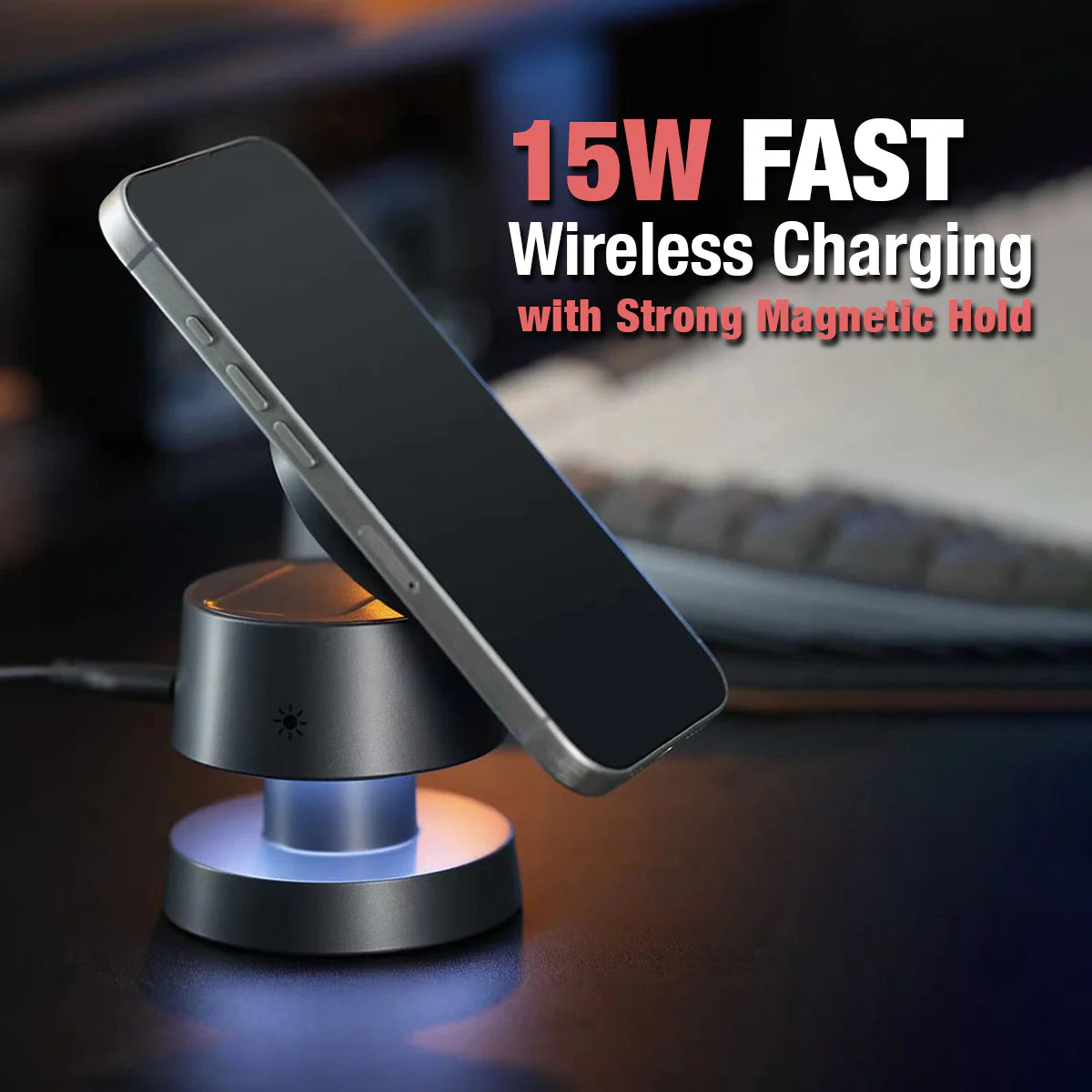 Mushroom Style 4-In-1 Wireless Charging Stand with Lamp