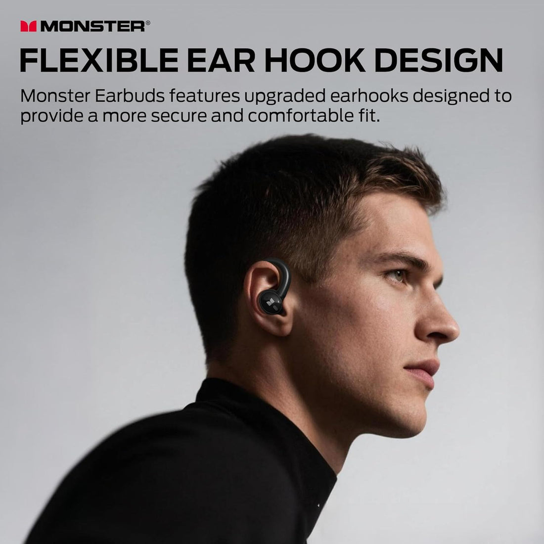 Monster N-Lite 216 Wireless Earbuds 40hrs Bluetooth 6.0 Headphone, Bluetooth Earbuds Stereo Deep Bass Over Ear Bud with Earhooks,ENC Noise Cancelling Mic, IPX5 Waterproof Earphone for Workout/Running