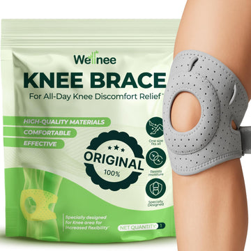 Knee Brace with Silicone Padding - Wellknee Compression Sleeve for Men & Women - Joint Support that Massages & Boosts Circulation During Walking, Running & Exercise