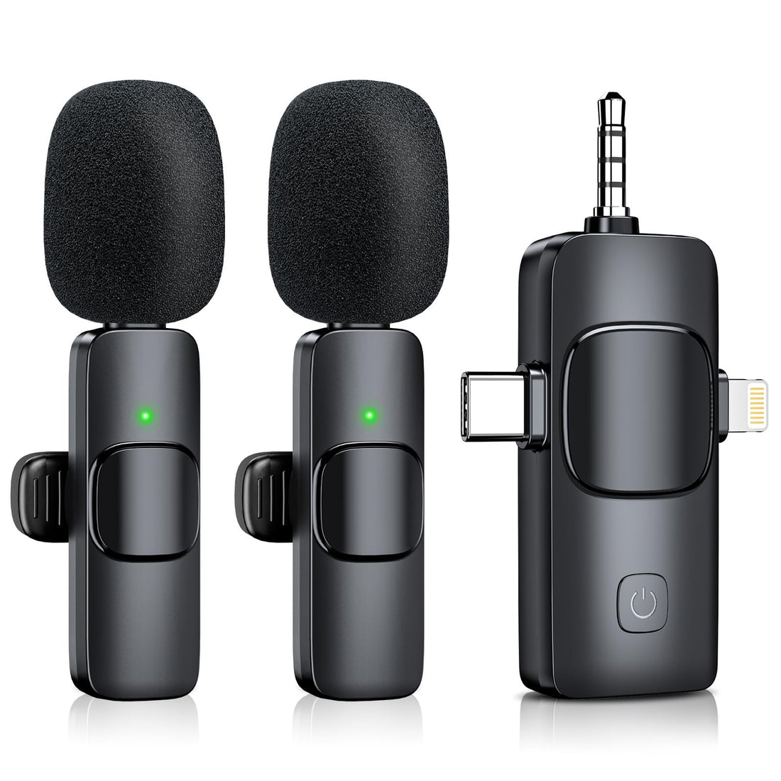 3-in-1 Mini Microphone for iPhone: Wireless Lavalier Microphones for iOS/Android/Camera - Noise Reduction Lapel Mic forLive Stream - HiDefSound for Video Mavericks