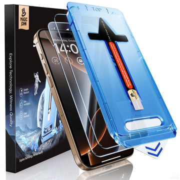 MAGIC JOHN 2 Pack for iPhone 16 6.1 inch Tempered Glass Screen Protector (Not Pro), Auto Dust-Elimination, Bubble Free, Easy Installation, HD Clear