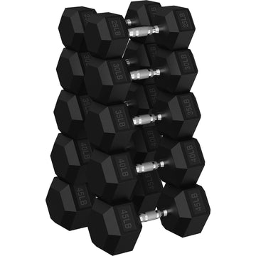 Hex Dumbbell Set, 30-480 lb Set Rubber Encased Exercise & Fitness Dumbbells, Weights Dumbbells Set, Hand Weight for Strength Training