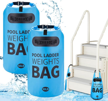 Heavy Duty Pool Ladder Weights - 50lbs Sand Fillable Universal Sand Bags Step Anchors, 500D PVC Waterproof Tear-Resistance Foldable Sandbags for Above Ground Swimming Pools Stair Entry Systems, 2PCS