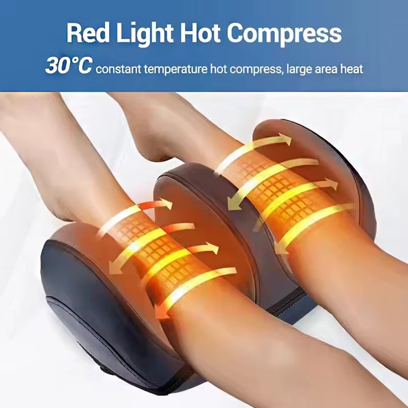 Electric Calf and Foot Massage Machine Vibration Shiatsu Hot Compression Rolling Kneading Leg Tool for Athletes Office Workers