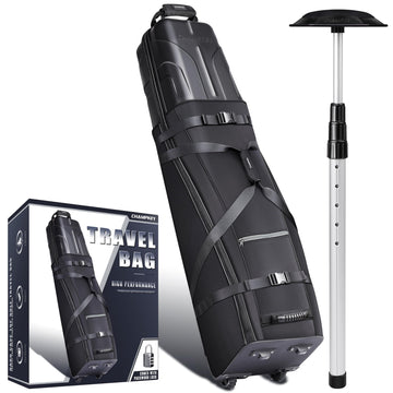 CHAMPKEY Premium Golf Travel Bags for Airlines with Password Lock - Hard Case Top Golf Travel Bag with Premium Oxford Fabric and Oversized Wheels