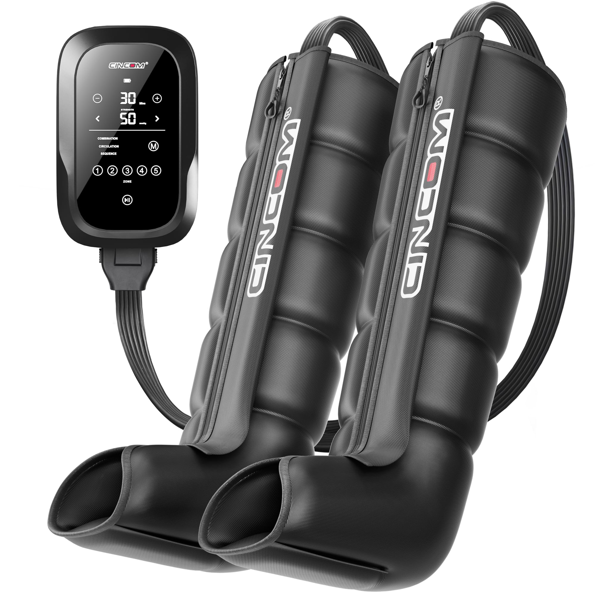 CINCOM Leg Massager Recovery System, Cordless Air Compression Boots for Circulation, Sequential Compression Device for Athletes Legs Feet Massage