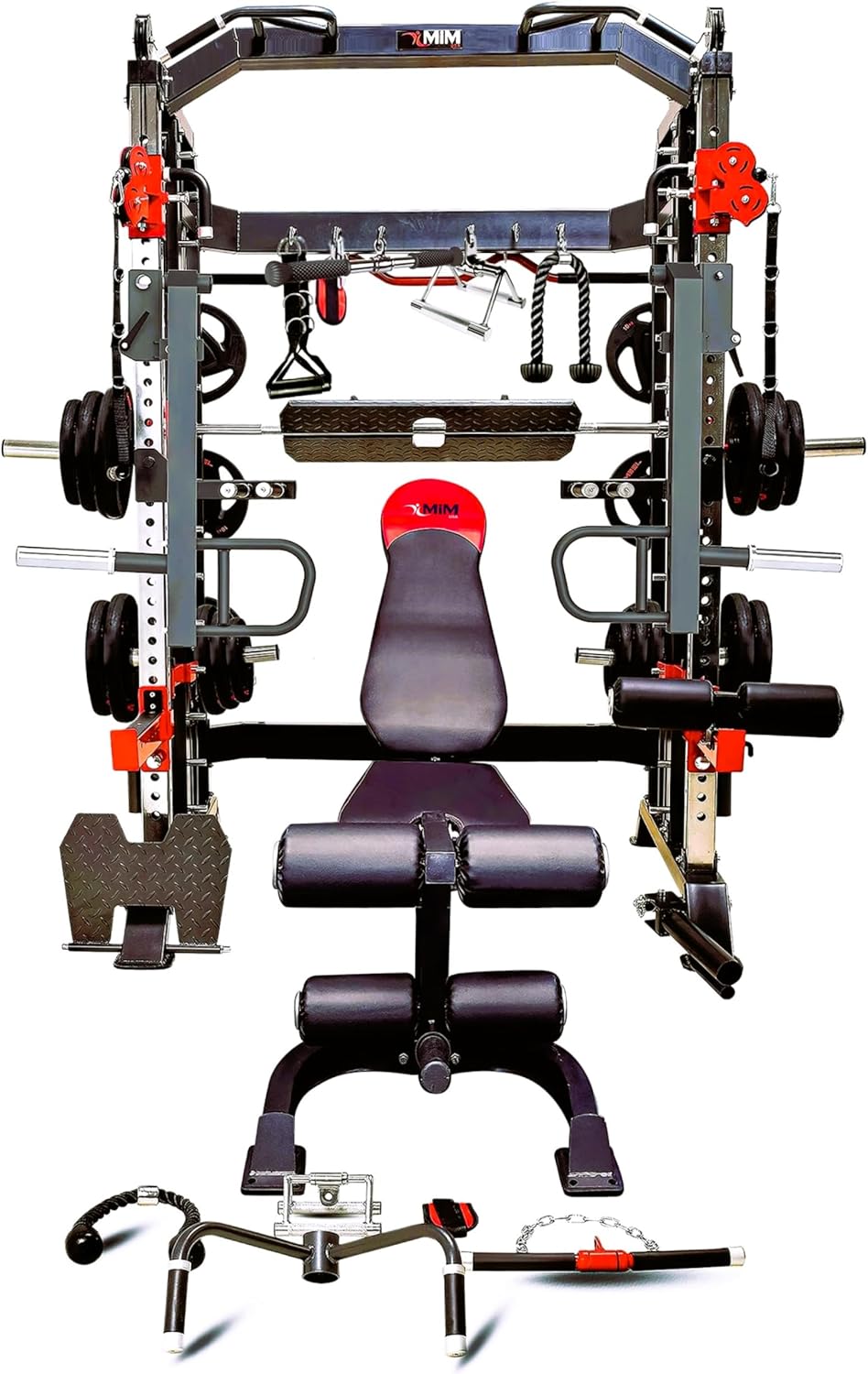MiM USA Hercules 1001, Commercial All in One Gym Machine, Vertical Leg Press, Adj Bench, Jammer Arms, Leg Extension & Complete Attachments