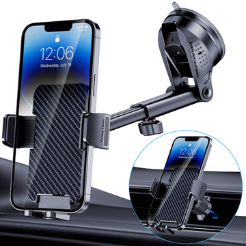 Phone Holder Car [Military-Grade Suction] Universal Car Phone Holder [Thick Case Friendly] Automobile Accessories Dashboard Air Vent Windshield Phone Mount Fit for iPhone Android Smartphones