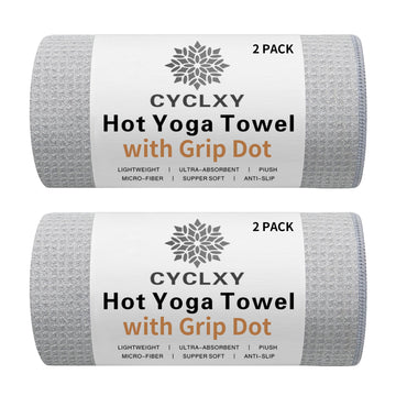 2 Pack Hot Yoga Towel with Grip Dot，Stickyfiber Yoga Mat Towels Non Slip for Hot Yoga,Absorbent Microfiber Sweat Anti-Slip Cover,Bikram,Pilates,Exercise,Fitness