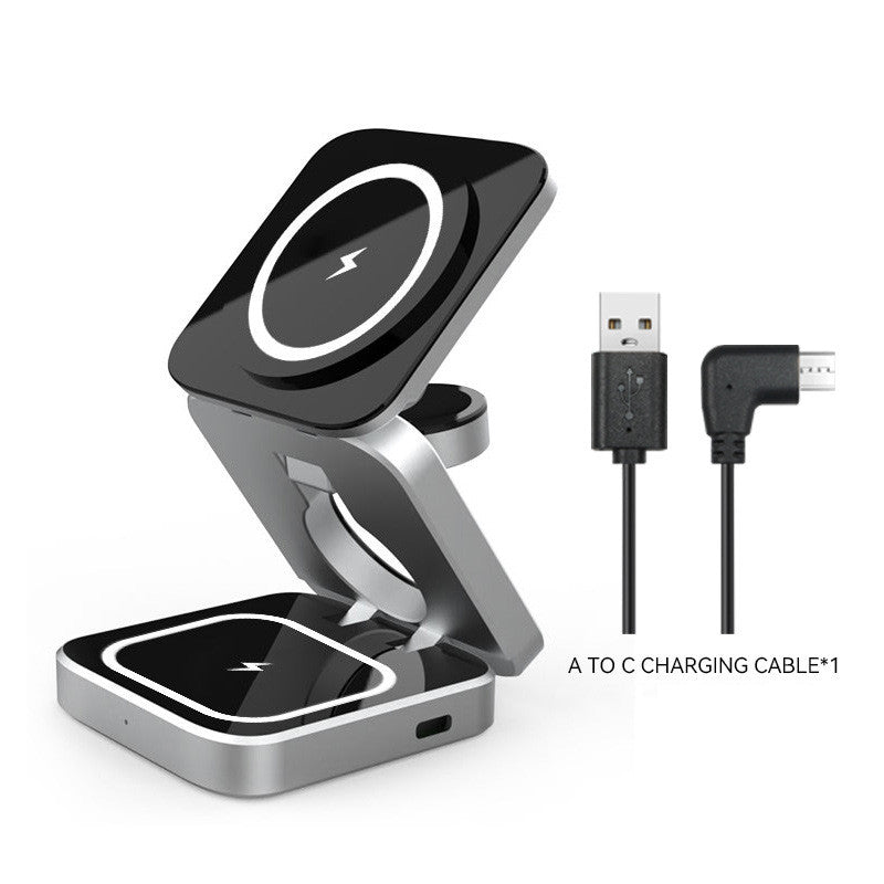 3 in 1 Foldable Wireless Charger Station Magnetic Wireless Charging for Multiple Devices