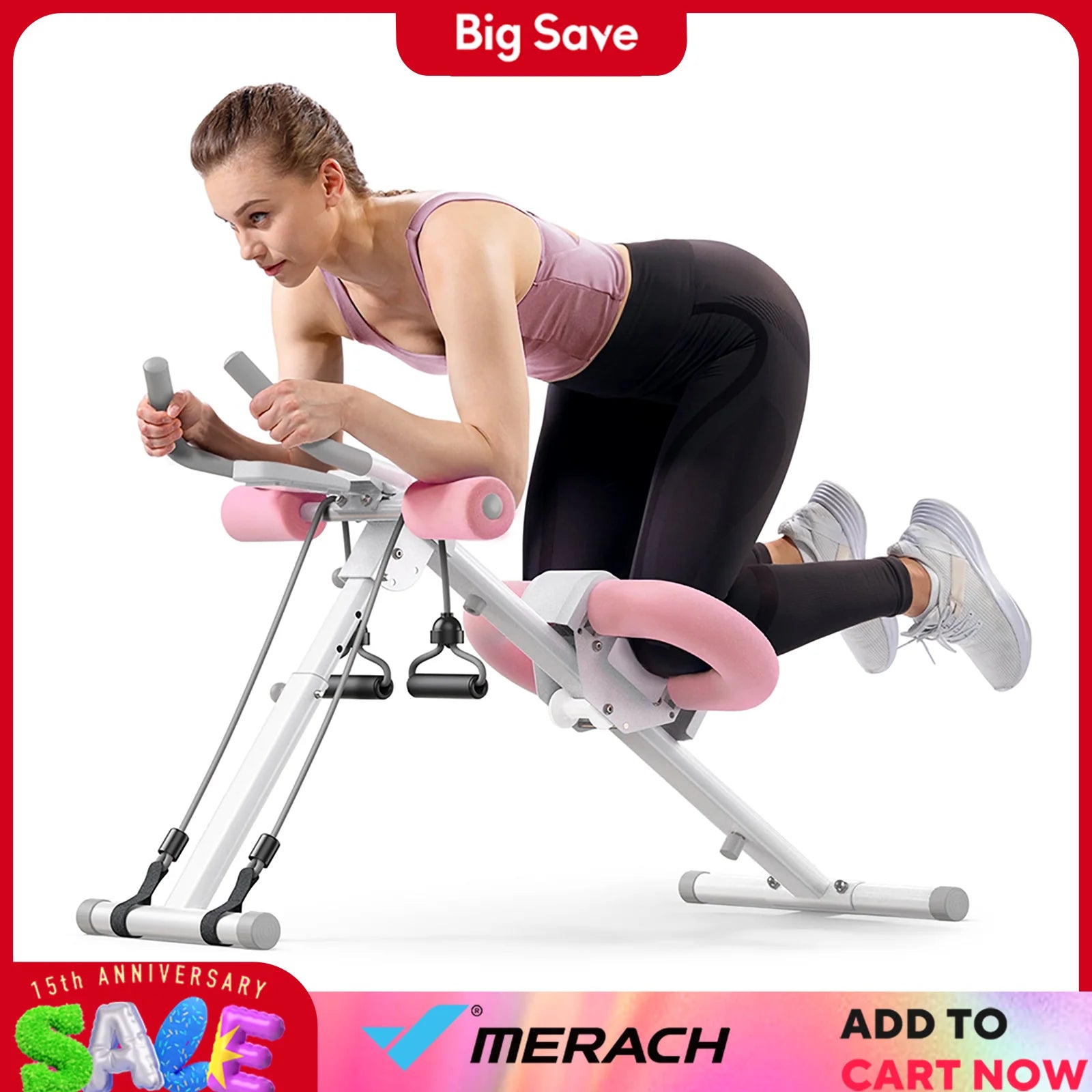 MERACH Ab Trainer – Foldable Core Exercise Machine with Knee Support
