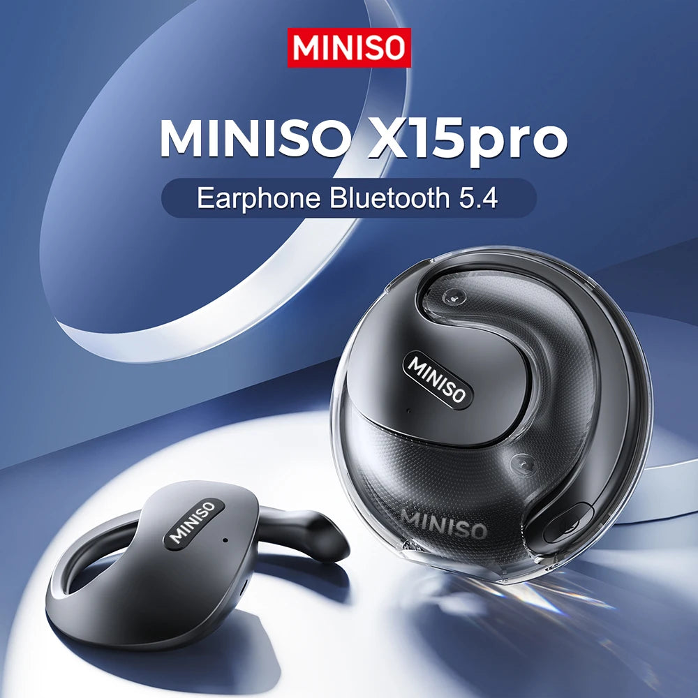 MINISO X15 Pro OWS Bluetooth 5.4 Headset – Ear-Hook Wireless Earphones with Mic & Noise Cancelling