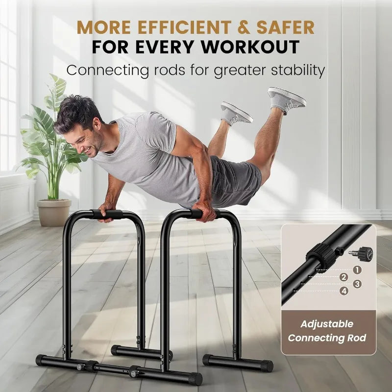 Adjustable Dip Stands Station for Home, Functional Heavy Duty Parallette Bars for Upper Body Workout (400/