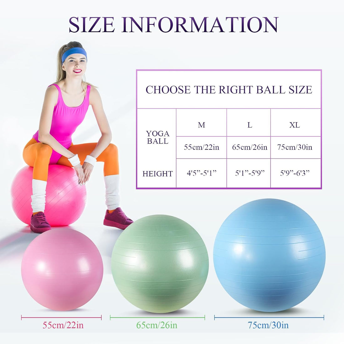 Honoson 3 Pcs Exercise Ball Large Yoga Ball Pregnancy