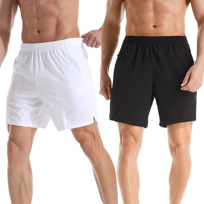 Leidowei Men's Running Shorts 2 Pack, 7" Quick Dry, XXL